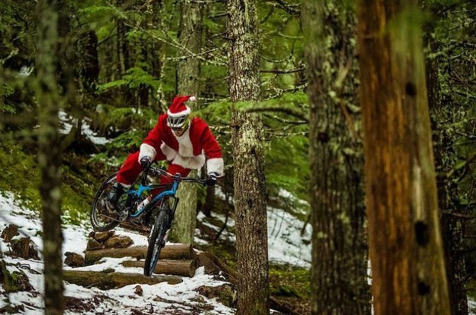 Mountain biker Santa